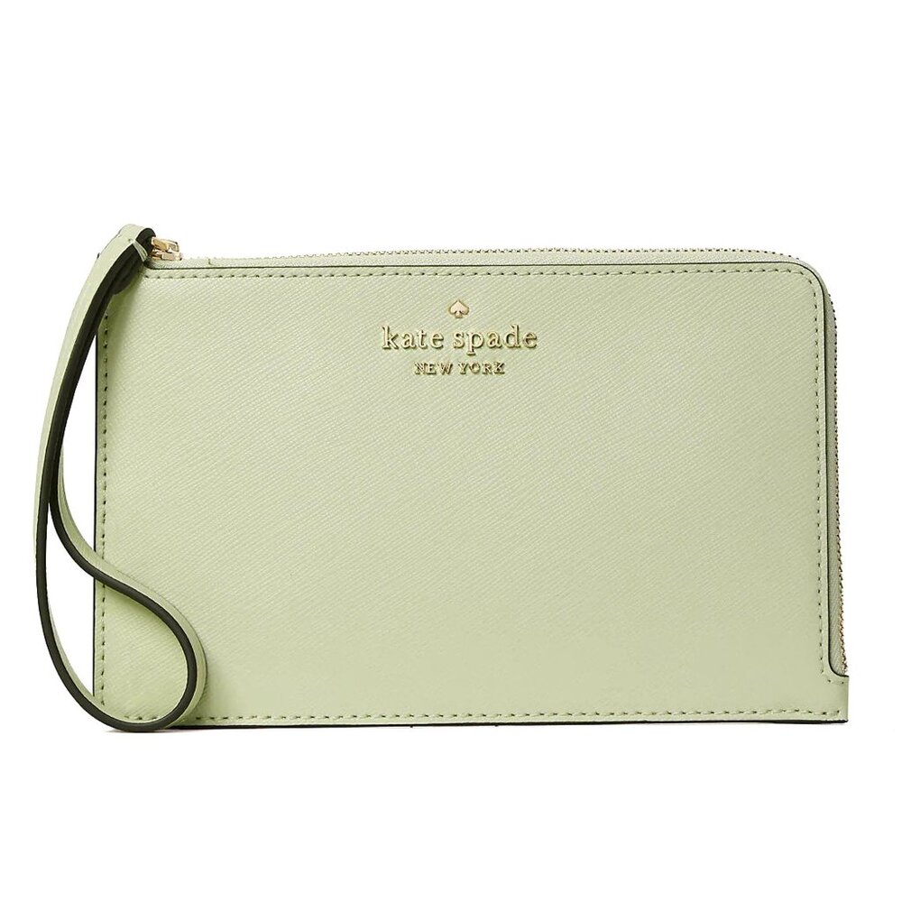 Kate Spade - Staci LZip Wristlet - leather - sage green NWT